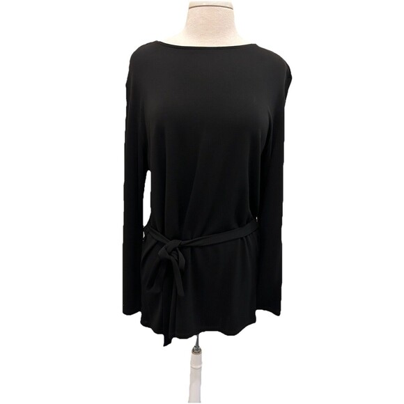 DKNY Black Long Sleeve Tunic Top With Belted Waist 1X - Picture 1 of 6